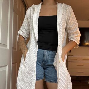 Club Z Collection White Cotton Coverup Hoodie – Size M